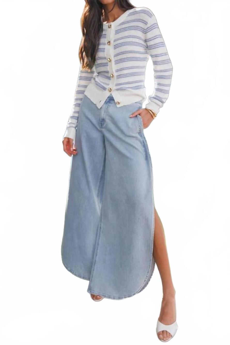 NEW GENERATION LOVE laurel stripe cardigan in blue
